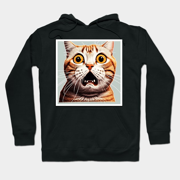 Funny Scared Cat Face, Cat Lover, Scaredy cat Hoodie by dukito